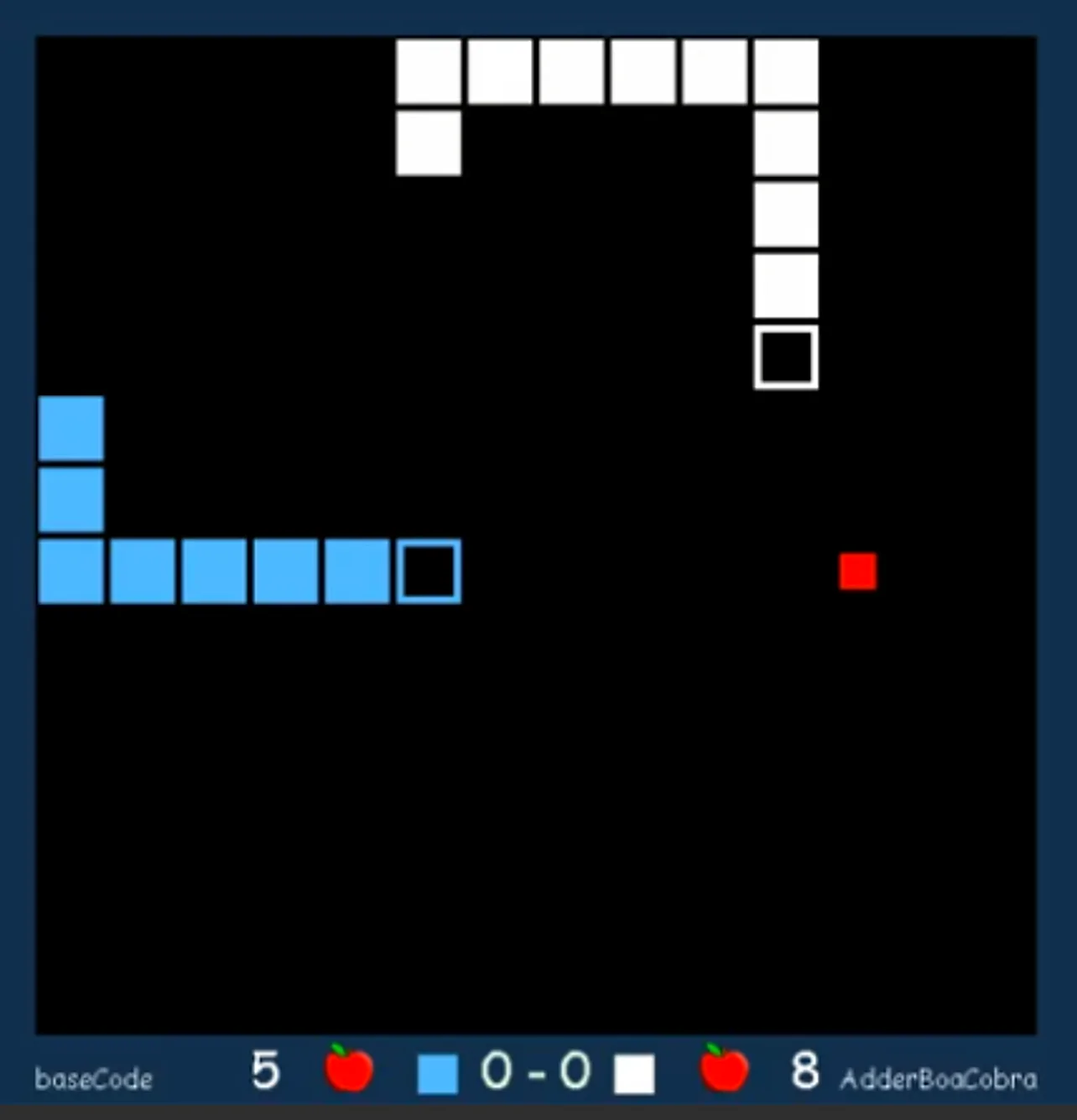 AI Snakes game board visualization